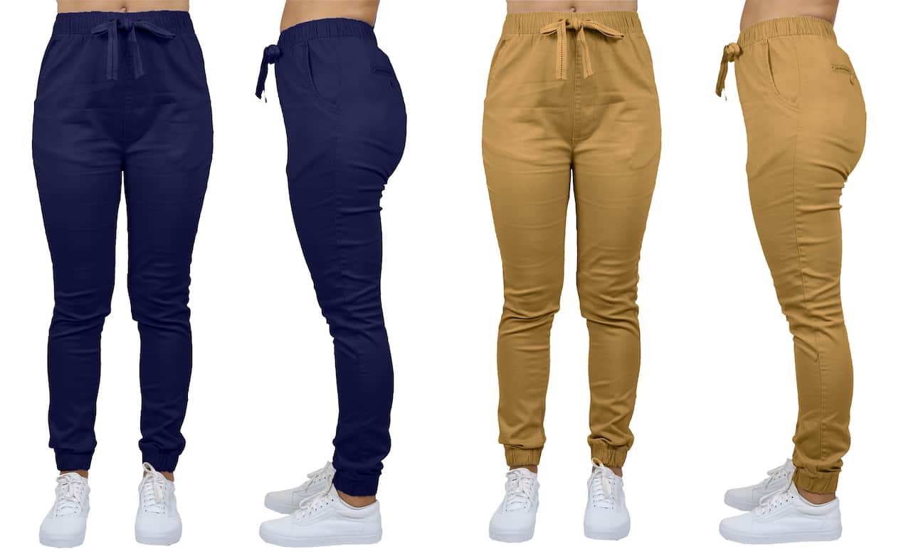 Galaxy By Harvic Loose Fit Stretch Twill Women's Joggers 2 Pack